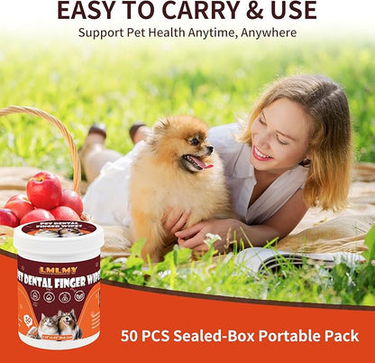 Dog Dental Wipes - Dental Finger Wipes for Cats & Dogs - Dog Toothbrush Finger Dental Wipes to Remove Plaque & Tartar,Effective Teeth Cleaner (Large)