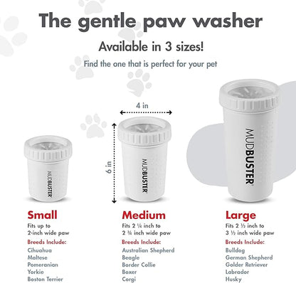 Dexas MudBuster Portable Dog Paw Cleaner, Medium, Bright White Special Edition, Premium Pet Supplies and Accessories