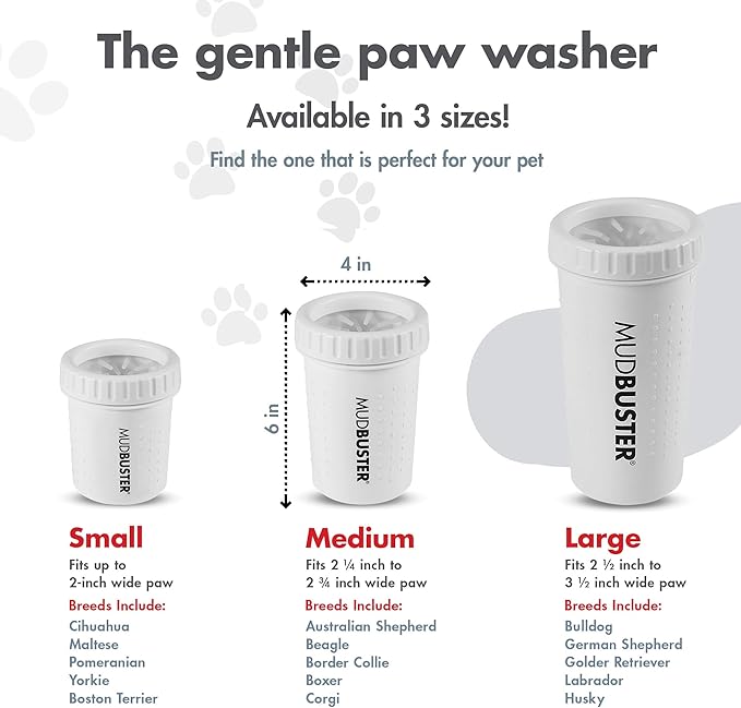 Dexas MudBuster Portable Dog Paw Cleaner, Medium, Bright White Special Edition, Premium Pet Supplies and Accessories (Pack of 6)