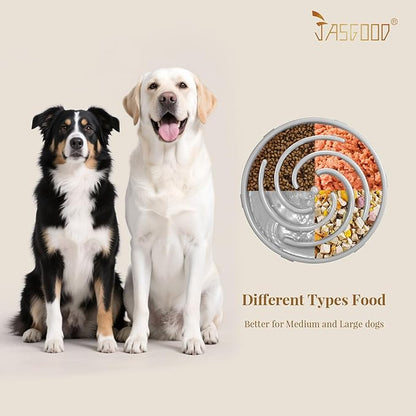 JASGOOD Slow Feeder Dog Bowl - Anti-Gulping, Prevents Bloat & Choking, Healthy Design for Large & Medium Dogs