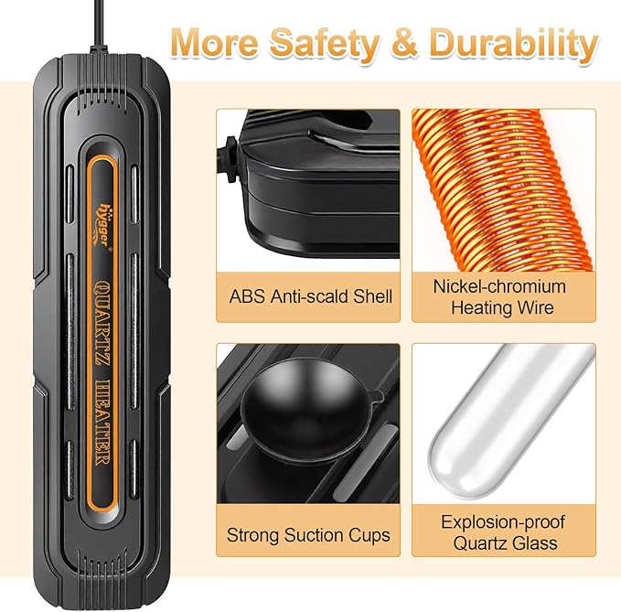 hygger Aquarium Heater, 500W/1000W Adjustable Power Fish Tank Heater with Digital Display External Controller, Automatic Power-Off Protection Heater for 106-211 Gallons Freshwater and Saltwater Tank