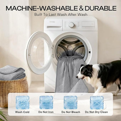 Luciphia Waterproof Cooling Mat for Dogs Couch Cover Q-MAX>0.5, Leakproof Pet Pad Non-Slip Throw Blanket for Cat Puppy Crate Bed Protector Outdoor (Cloud Grey, 30x40 inches)