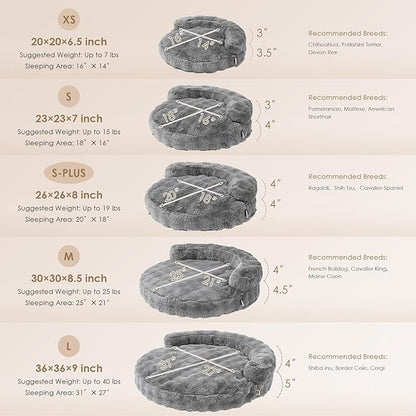 EHEYCIGA Extra Small Dog Bed and Cat Couch for Puppy and Kitten - Fluffy Faux Rabbit Fur Pet Sofa with Washable Removable Cover, Waterproof and Non-Slip, 20 Inch Grey