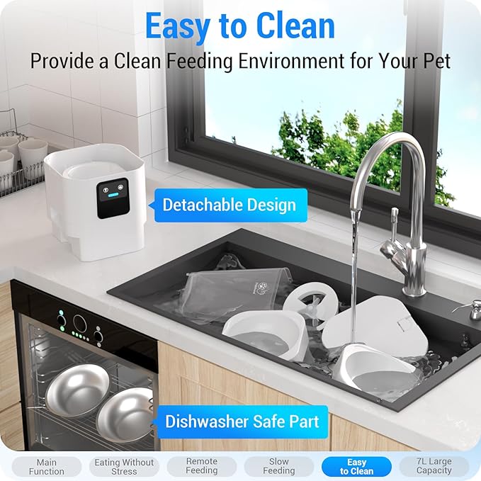 5G WiFi Automatic Cat Feeder 2 Cats with Slow Feed: Dual Automatic Dog Feeder with APP Control, Cat Food Dispenser for Multiple Pets, Detachable for Easy Clean, 7L Large Food Storage -29 Cup