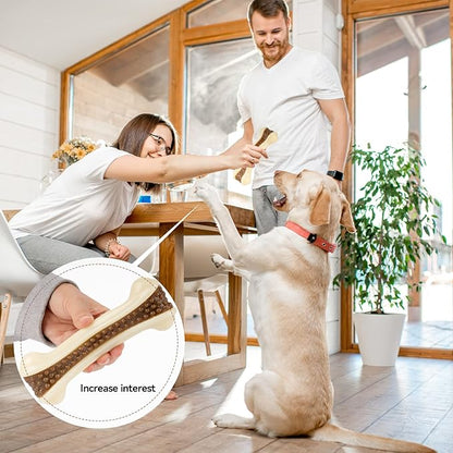 Dog Chew Toys for Aggressive Chewers, 2 Pack Beef Flavor Tough Dog Bones for Large/Medium Breed Dogs, Nylon Dog Toys for Teething and Training