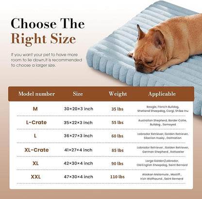 Extra Large Dog Bed for Crate, Orthopedic Dog Bed with Waterproof Lining, Soft Short Plush Surface & Egg Crate Foam, Machine Washable Pet Bed with Removable Cover & Anti Slip Bottom