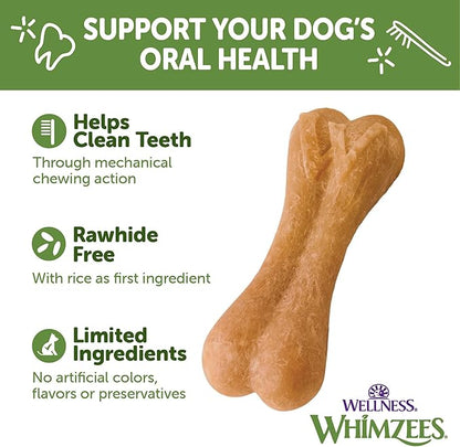 WHIMZEES Wellness Ricebone Dog Dental Treats, Natural Chews, Large Size, (9 Count)