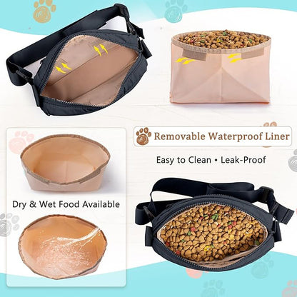 Fashion Dog Treat Pouch with Clicker Stylish Crossbody Dog Walking Bag, 3-in-1 Dog Training Treat Pouch with Removable Waterproof Liner, Treat Holder Waist Bag for Puppy Training & Daily Walks