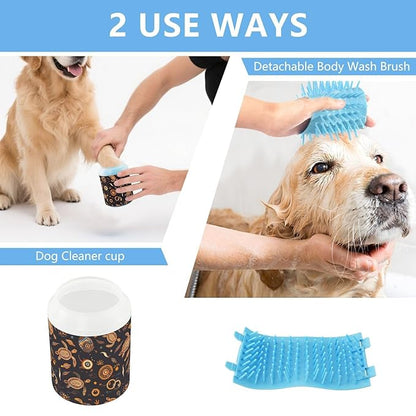 Dog Paw Cleaner Cups for Dogs Pets Foot Washer Paw Scrubber for Medium Small Cats Dogs Cleaning Cup Sea Turtles Dot Painting