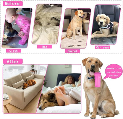 Dog Paw Cleaner & Washer for Large/Extra Large Breeds - Muddy Paws Easy Cleaning Cup for Big Dogs - Includes 3 Absorbent Towels(Pink)