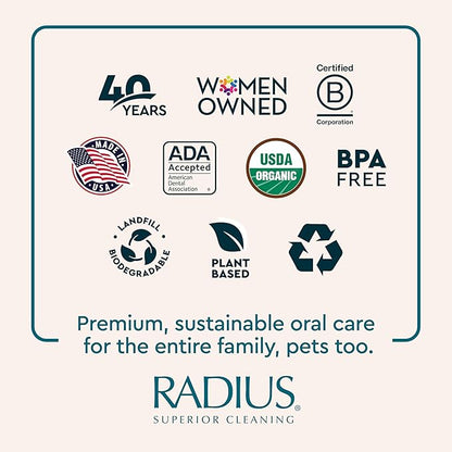 Radius USDA Organic Dental Solutions All Ages Dog Dental Kit 1 Unit, 1 Dog Toothbrush, 1 0.8oz Toothpaste, & 1 Travel Case, Firm Bristle & Non Toxic Toothpaste for Dogs