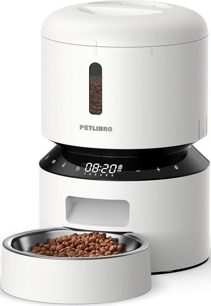 PETLIBRO Automatic Cat Feeder, Automatic Pet Food Dispenser with Freshness Preservation, Timed Dog Feeders for Dry Food, Up to 50 Portions 6 Meals Per Day, Granary White