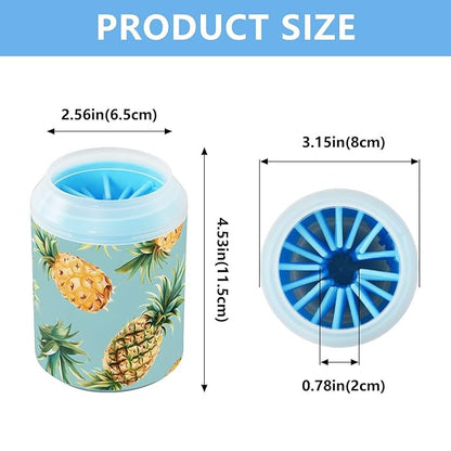 Muddy Dog Paw Cleaner Cup Pineapple Pattern Print for Washing Pet Foot 1 Pack