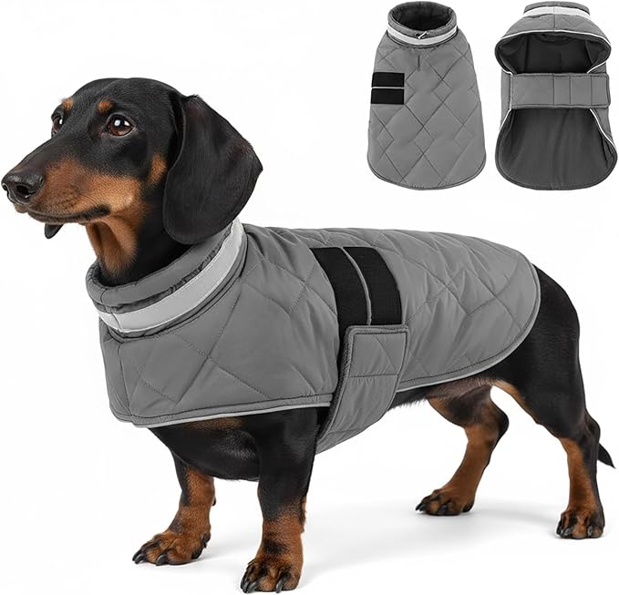 Dog Winter Coat Warm Padded Puppy Jacket Windproof Water Resistant Clothes for Small Medium Large Pets Christmas Sweater Outfit Vest(Grey, XS)