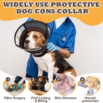 Soft Dog Cone for Dogs After Surgery,Foldable Dog's Cone Collar,Adjustable E Collar Alternative to Stop Licking,Pet Cones for Dog,Doggy Surgery Collar,Dogs Recovery Collars & Cones,Brown,XL