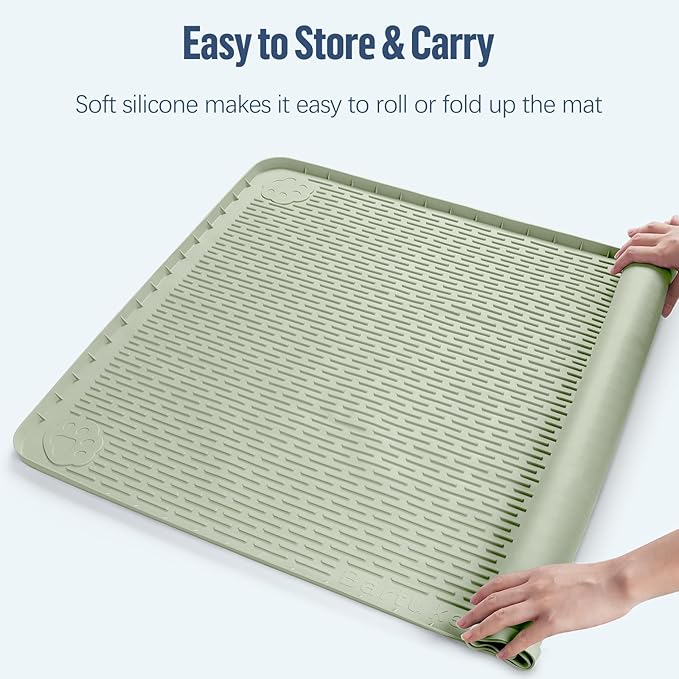 Pee Pad Holder for Dogs, 34" x 22" Silicone Pee Tray Mat Leak-Proof, High Edge, No Spill Pet Pad Holder for Puppy, Cat, Rabbit, Training Pads for Floor Protection, No Pee Pads (Green)