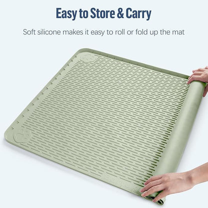 Pee Pad Holder for Dogs, 34" x 22" Silicone Pee Tray Mat Leak-Proof, High Edge, No Spill Pet Pad Holder for Puppy, Cat, Rabbit, Training Pads for Floor Protection, No Pee Pads (Green)