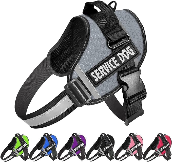 JSXD Dog Harness,No-Pull Service Dog Harness with Handle Adjustable Outdoor Pet Dog Vest 9M Reflective Nylon Material Vest for Breeds,Easy Control for Small Medium Large Dogs