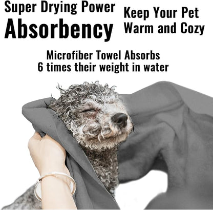 Microfiber Dog Towels for Drying Dogs, Super Absorbent and Soft Pet Grooming Towel, 40 Inch X 23.6 Inch, Perfect Dog Shower & Bath Supplies for Large, Medium or Small Dogs, Grey