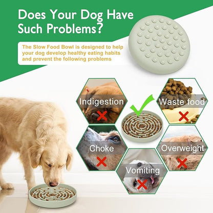 Slow Feeder Dog Bowls Silicone Maze Food Suction Bowl Feeders Pet Puzzle Lick Mat to Slow Down Eating for Medium Small Breed Size Dogs