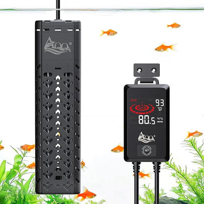 AQQA Aquarium Heater 1200W for 170-290 Gallon Large Fish Tank Submersible Pond Heater with External Controller Overheat & Dry-Run Protection Adjustable Temp Range 59-93℉ (AQ197-1200W for 170-290Gal)