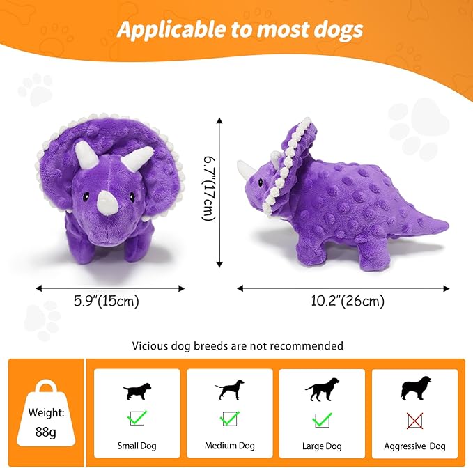 KrauzPet Plush Squeaky Dog Toys, Soft Stuffed Animals Dog Toy with Squeaker, Interactive Crinkle Dog Toys, Puppy Teething Chew Toy for Small, Medium & Large Breeds