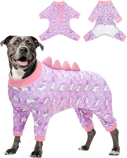 CuteBone Dinosaur Costume Dog Pajamas, Stretchy Spandex Crystal Velvet Sleepwear Coat for Small Dogs, Soft & Warm Pet Outfit Clothes for Cold Weather, Cozy Pullover Design COSP11XXL