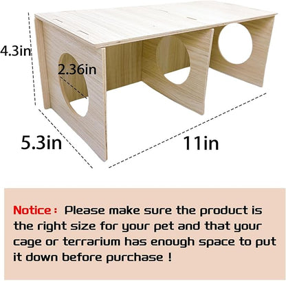 Hamiledyi Wooden Hamsters 2-Chamber Hideout-Tunnel Multi Chamber Exploring Toy Hamster Exploring Tunnel Toy for Hamsters Mice