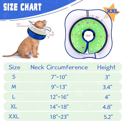 Elevated Inflatable Dog Cone Collar Alternative After Surgery, Dog Donut Collar, Soft Pet Cone to Stop Licking for Small Medium Large Dogs