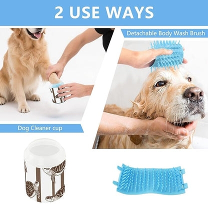 Dog Paw Cleaner Cups for Dogs Pets Foot Washer Paw Scrubber for Medium Small Dogs Cats Cleaning Cup Brown White Striped Sea Turtle