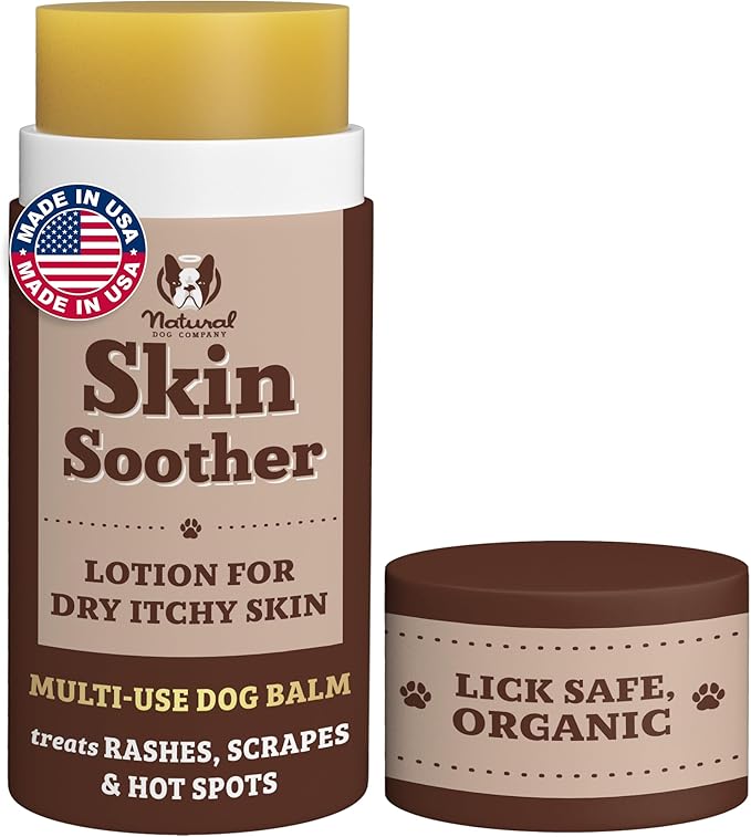 Natural Dog Company Skin Soother Balm for Dogs – 2oz Stick, All Natural Hot Spot & Rash Relief – Organic Itchy Skin Soothing Moisturizer for Dry, Red, Crusty Skin – Lick-Safe Dog Balm, Made in USA