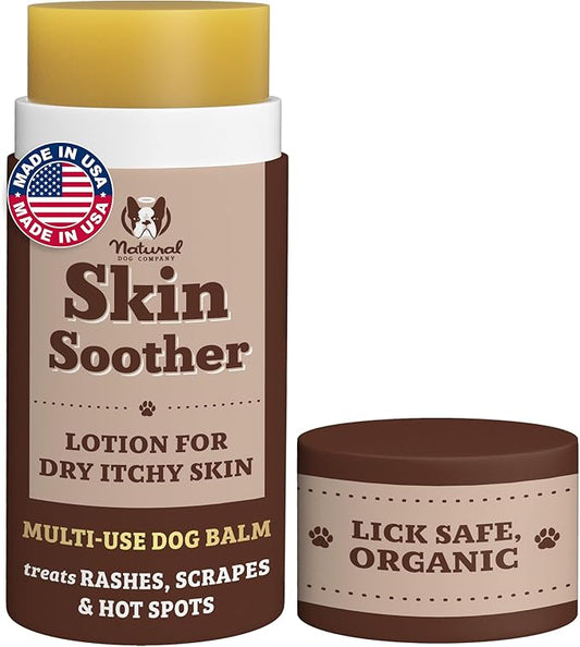 Natural Dog Company Skin Soother Balm for Dogs – 2oz Stick, All Natural Hot Spot & Rash Relief – Organic Itchy Skin Soothing Moisturizer for Dry, Red, Crusty Skin – Lick-Safe Dog Balm, Made in USA