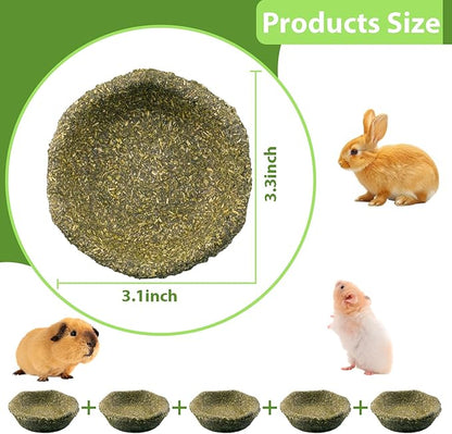 Jiaxix 5 Pack Furry Timothy Hay Chewing Bowl for Guinea Pig & Bunnies,Edible Guinea Pig Food,Guinea Pig Toys, Bunny Toys