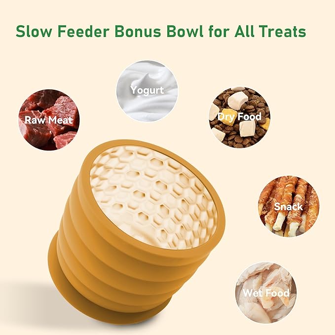 Silicone Slow Feeder Dog Bowl Frozen Dog Treat Holder for Puppy Small & Medium Dogs 20oz Capacity
