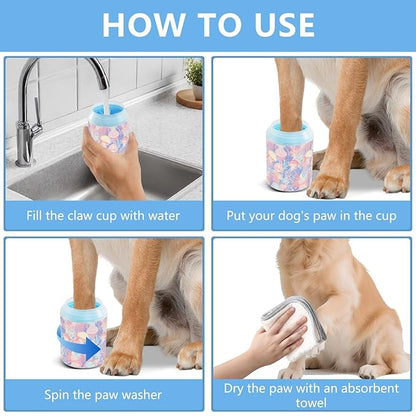 Dog Paw Cleaner Cups for Dogs Pets Foot Washer Paw Scrubber for Medium Small Cats Dogs Cleaning Cup Pastel Sea Coral Reef Jellyfish