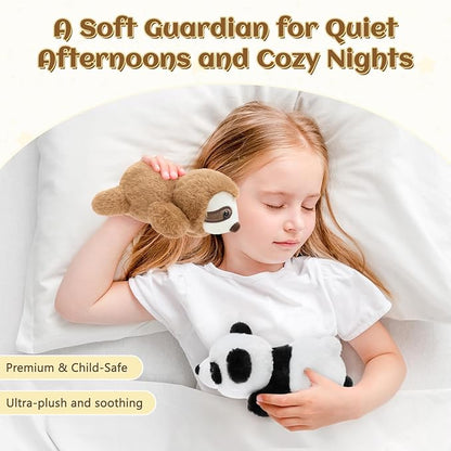 Tezituor Portable Magnetic Panda and Sloth Plush Toys Set - 7" Shoulder Magnets Stuffed Animal Interactive Play - Gift for Girls, Boys, Kids