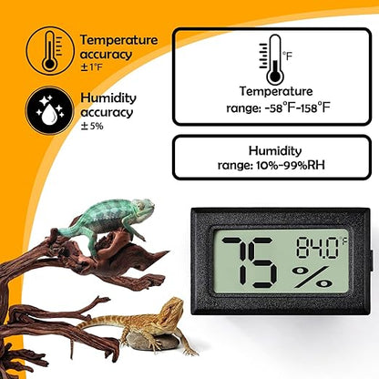 BSRESIN 2 PCS Rectangle Reptile Thermometer and Humidity Gauge for Bearded Dragon Accessories, Reptile Tank Accessories for Jumping Spider, Leopard Gecko, Hermit Crab, Gecko, Ball Python, Lizard