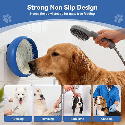 Dog Lick Bowl, BPA-Free Silicone Slow Feeder Lick Mat for Small and Medium Dogs, Non-Slip & Dishwasher Safe (Dark Blue,L)