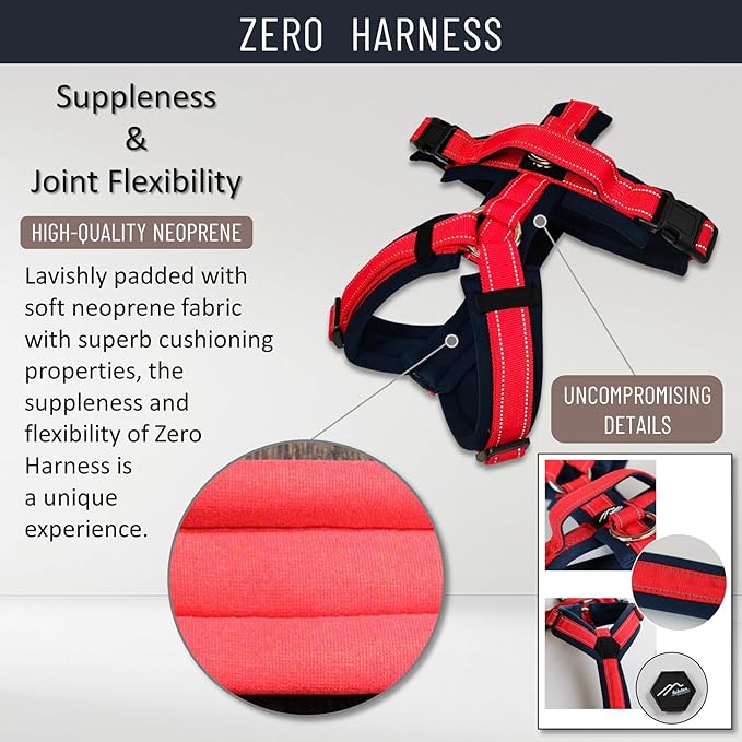 [白山:Hakusan] Zero Dog Harness Basic Type, Safe - No chocking/Hard to Disconnect, Great fit - Easy Put on and Off/Adjustable, Reflector, M - Medium Dog, Two-Tone Black×Turquoise
