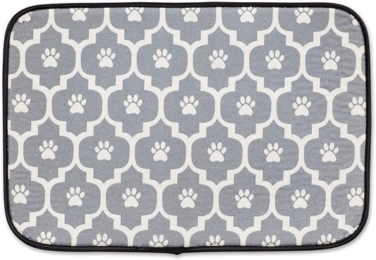 Bone Dry Machine Washable, Ultra Absorbent Pet Mat, 12x18, Gray/Off-White Lattice