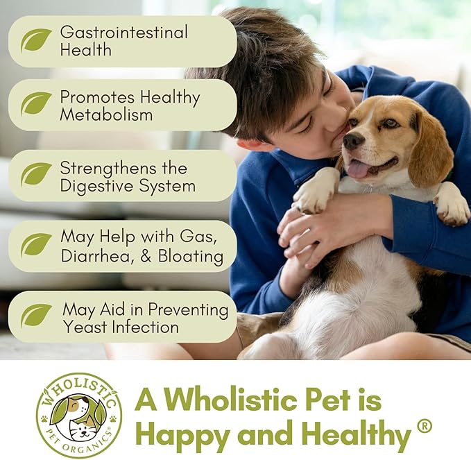 Wholistic Pet Organics WholeBiotics - Daily Dog Probiotics for Digestive Health Support & Immune Boost - 9 Strains - Prebiotics & Probiotics for Dogs & Cats - Gut Health for Dogs - 1 Oz - 28 Scoops