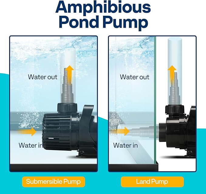 VIVOHOME 175W 3000GPH Submersible Water Pump with 180° Seamless Adjustable Nozzle and Barrier Bag for Koi Pond Waterfall Fountains Fish Tank