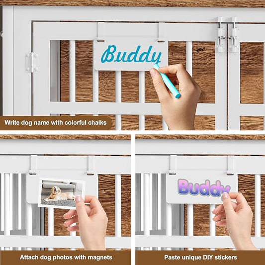 EasyCom 27"/33" Heavy Duty Dog Crate Furniture with Name Tag, Dog Kennel Indoor for Small Dogs, Double-Doors Sturdy Metal Dog Cage for Anxiety Dog, Decorate House as TV Stand, End Table, Bedside Table