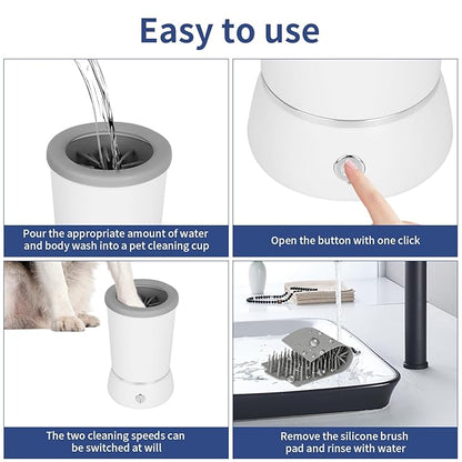 Dog Paw Cleaner，Automatic paw cleaner For dogs, Type-c Charging, Designed For Small To Medium Sized Dogs ，Easy To Carry，Keeps Homes Clean(white)