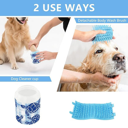 Dog Paw Cleaner Cups for Dogs Pets Foot Washer Paw Scrubber for Medium Small Dogs Cats Cleaning Cup Blue Sea Turtle Tie Dye