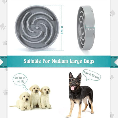 Slow Feeder Large Dog Bowls for Large Medium Dog Non Slip Maze Puzzle Bowl Pet Slower Food Feeding Dishes Interactive Bloat Stop Dog Bowl Preventing Choking Healthy Dog Bowl, Light Gray