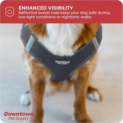 Downtown Pet Supply Step in Dog Harness No Pull, XX-Large, Charcoal - Adjustable Harness with Padded Mesh Fabric and Reflective Trim - Buckle Strap Harness for Dogs