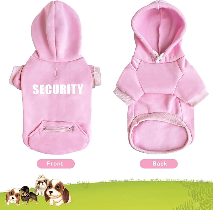 Dog Hoodie Security Glow-in-The-Dark Dog Sweater Sweatshirt Hooded Soft Brushed Fleece Winter Clothes with Dual Pocket Zip Puppy Hoodies for Small Medium Large Dogs Pink XS
