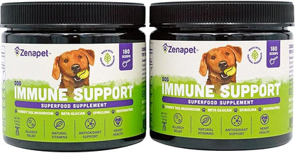 ZENAPET Dog Immune Support Premium Powder Topper, Turkey Tail, Spirulina & Beta-Glucan, Supports a Healthy Immune System & Digestion, Human-Grade, Made in USA