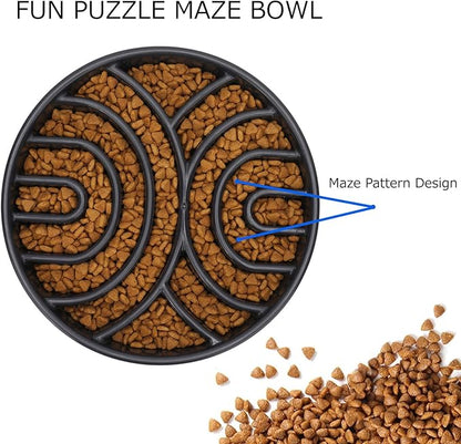 WHIPPY Slow Feeder Bowl Anti-Choking Maze Anti-Slip Interactive Puzzle Feeder Pet Bowl for Large Medium Dogs, Grey